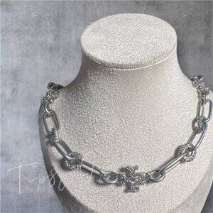 NEW Tory Burch Silver and Pave Roxanne Chunky Necklace